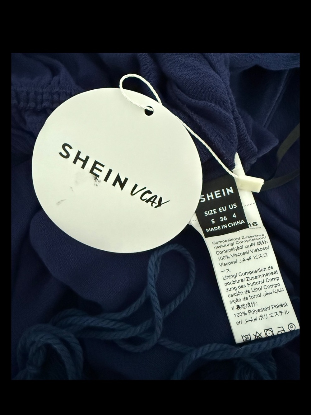 NWT Navy Halter Wide Leg Jumpsuit Open Back Tassel Size S SHEIN VCAY - Picture 10 of 10